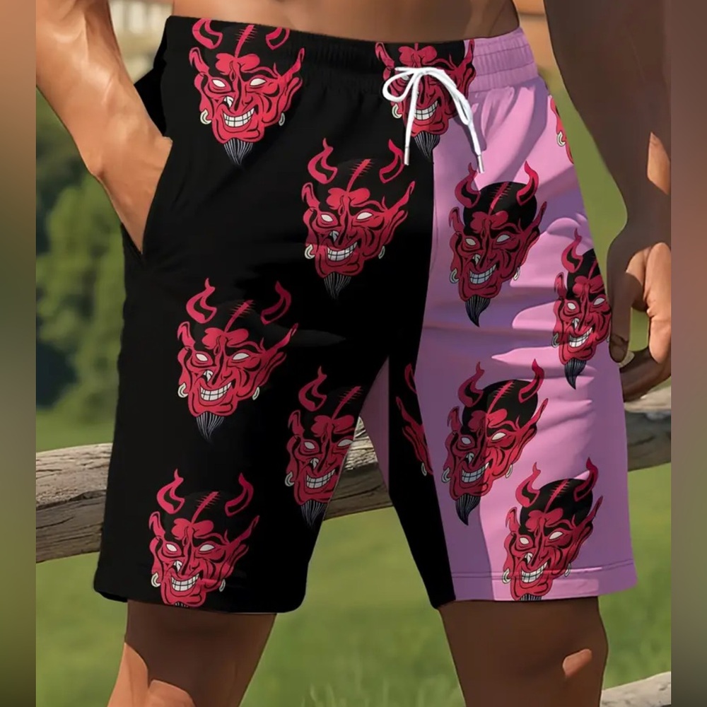 Men's small Demon Print Swim Shorts